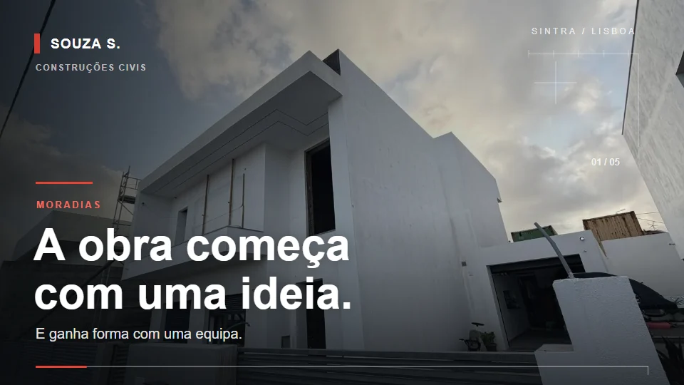 Moradia em construção com apresentação gráfica da Souza Sobrinho Construções